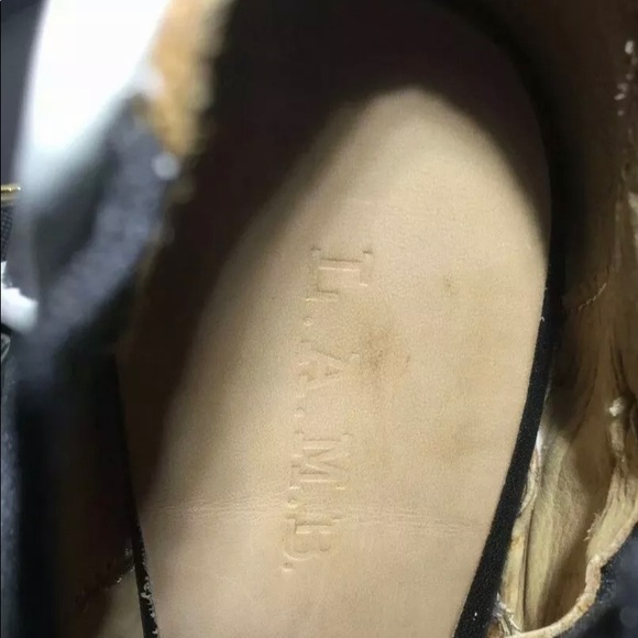 Sexy LAMB Black Leather High Wedge Booties Sz 9.5 - Picture 2 of 12